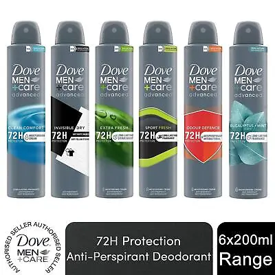 Dove Anti-Perspirant Men+Care Advanced 72H Protection Deodorant 200ml 6 Pack • £20.99