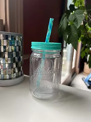 Aladdin Mason Jar Double Wall Plastic Tumbler Jar W/ Straw 16oz • $5.99