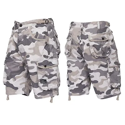 Mens Crosshatch Cargo Shorts Combat Camo Army Long Military Knee Length Pants  • £22.99