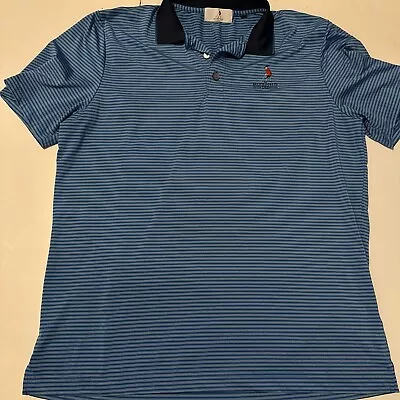 Muirfield Golf Village Club Men’s Polo Shirt  Logo Multi Blue Stripe  Sz L • $22