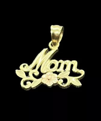 14k Yellow Gold “MOM” Pendant With Flower  • $59