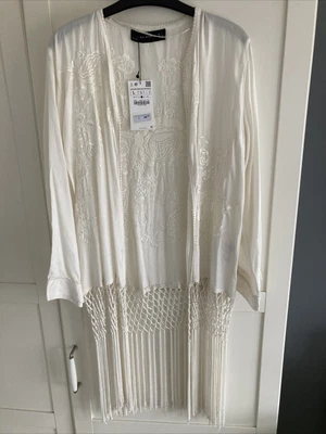 £28 • Buy Bnwt ZARA WOMAN Delicate Cream Kimono/ Wrap Beach Top Stunning Tassles L