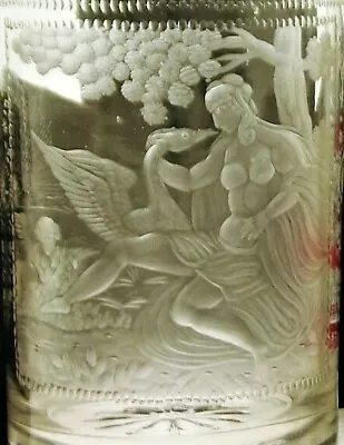 Bohemian Art Glass Crystal Cup Vase With Figural Leda And The Swan Zeus • $799.99