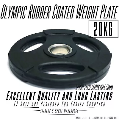 20KG Rubber Olympic Weight Plates Bumper Weightlifting Barbell Fitness Home Gym • $95