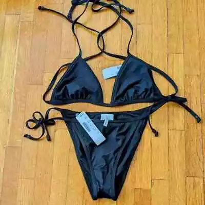J.CREW NWT! Playa Miami String Bikini Top (Small) + Bottom (Small) In Black • $25