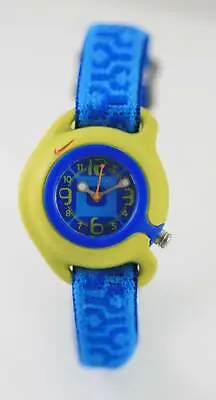 NIke Watch Youth Lime Green Rubber Elastic Blue Water Resist 30m Battery Quartz • $26.43
