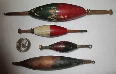 Four Vintage Wooden Fishing Bobbers Floats • $29.95