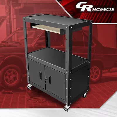 Steel W/ Extra Storage Cabinet Adjustable Shelf Rolling Projector Utility Cart • $249.99