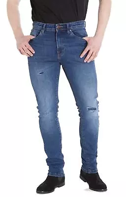 D555 Mens Extra Tall Stretch Tapered Fit Jeans With Abrasions And Rips (Hayden) • £42.49