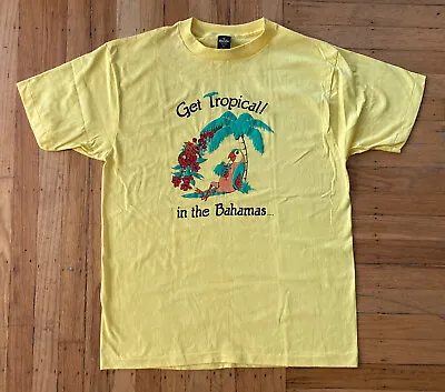 Vtg 80s NOS  GET TROPICAL IN THE BAHAMAS  Parrot T-Shirt Tee Shirt RARE Anvil XL • $14.99