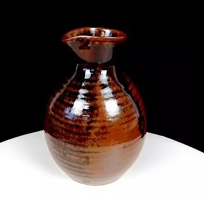 Japanese Signed Mingei Art Pottery Earthtones Wheelthrown 5 3/4  Saki Bottle • $44.97