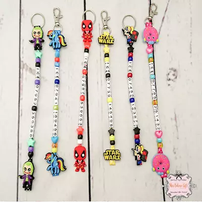 £2.75 • Buy Character Personalised Telephone Number Emergency Contact Keyring Or Bag Clip