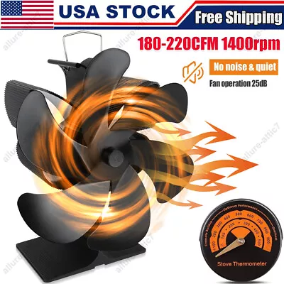 6 Blades Fireplace Stove Fan Heat Powered Stove Fan Eco Heater For Wood Burning • $25.95