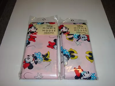 Lot Of 2 Premium Minnie Mouse Wipe-able Tablecloths  Birthday Party Supplies NIP • $19.95