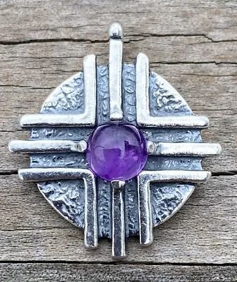 Medicine Wheel Pendant .925 Sterling Silver Natural Amethyst Sun Healer USA • $69.99