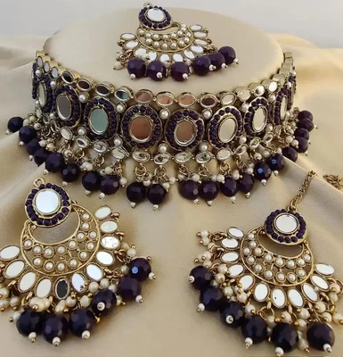 $17.49 • Buy Indian Bollywood Gold Plated Kundan Choker Bridal Necklace Earrings Jewelry Set
