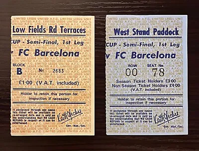 1974/1975 European Cup Semis Leeds Barcelona Ticket Set Johan Cruyff Top Assist • $55