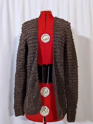 A DETACHER Alpaca Brown Fluffy Yarn Loop 3D Cardigan Sweater Bohemian NYC Runway • $399.99