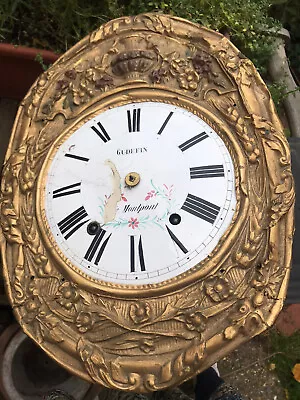 $159.99 • Buy Antique French Morbier Comtoise Grandfather Clock Brass Enamel Chiming Brass