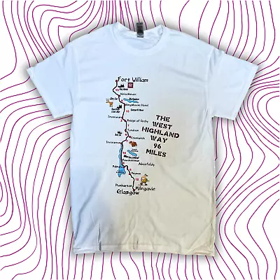 West Highland Way 96 Miles Route Map T Shirt Scotland Scottish Souvenir Gift NEW • £19.99