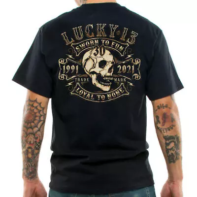 $20.72 • Buy Lucky 13 30th Anniversary Men's T-Shirt Tattoo Kustom Kulture Rockabilly Retro