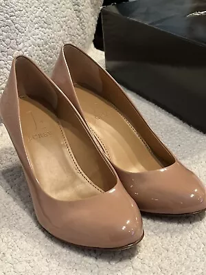 J. Crew Sylvia Wedge Patent Leather Women’s Size 5.5 Bronzed Clay Nude Color New • $49.99