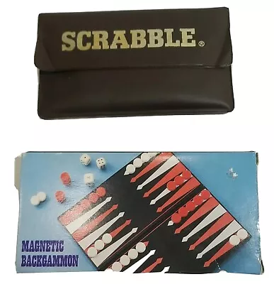 Travel Magnetic Scrabble JW Spear & Sons England Game And Magnetic Backgammon • £34