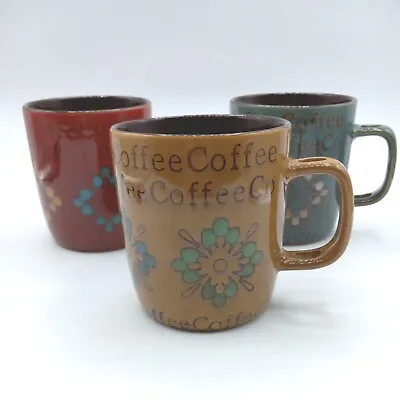 Coffee/Tea Cups/Mugs Mr. Coffee 12 Oz. Floral Ceramic Yellow Red Blue 3      /A3 • $29