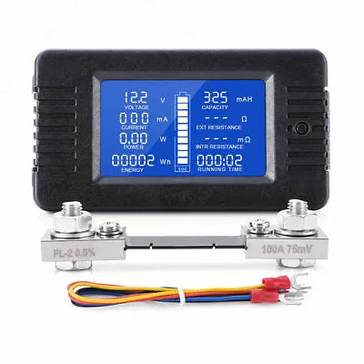 12V 0-200V Battery Monitor Meter LCD Display DC Volt Amp For Car RV Solar System • $14.89