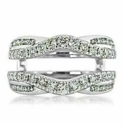 2.6Ct Moissanite Solitaire Enhancer Guard Wrap Ring Real 925 Sterling Silver • $75.53