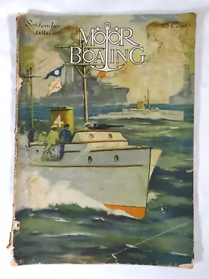 MOTOR BOATING Magazine Sept 1916 /Yacht Ships Boats Sailing Yachting Vtg Ads • $39.99