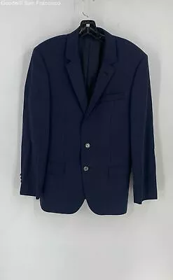 Hugo Boss Mens Navy Long Sleeve Single Notch Lapel Breasted Blazer Size 40R • $34.99