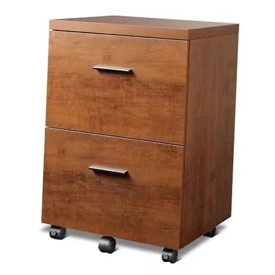  2 Drawer Wood File Cabinet Mobile Lateral 15.7 D X 18.1 W X 25.6 H Walnut • $128.72