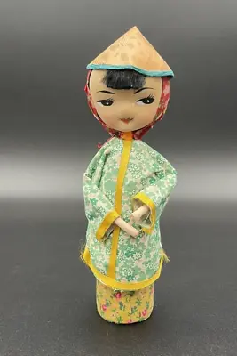VTG Oriental Doll  6  Tall - 1 Teardrop (?) Not Sure If Intentionally Painted • $29.99
