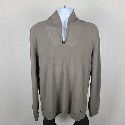 Hugo Boss Orange Sweater Mens Size XL Taupe Brown Pull Over Shawl Sweatshirt • $31.99