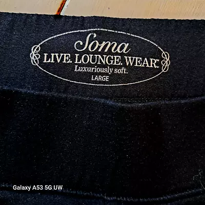 Soma Lounge Wear Women's Pants Black Straight Leg Size Large • $0.99