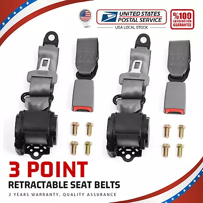 2 Universal 3 Point Retractable Gray Seat Belts For Isuzu VehiCROSS 1999-2001 • $42.99