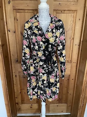 Edina Ronay Floral Spring Trench Coat UK 12 100% Cotton • £14.99