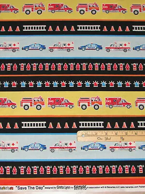 Save The Day Fireman Nurse Doctor Police EMT Heros Fabric By The 1/2 Yard #9734 • $3.76