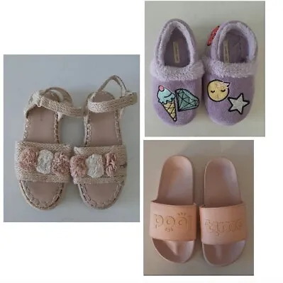 Lot Of 3 Girls Shoes Size 1 Pool Time Flip Flops Slip On Sandals Pink Slippers • $21.50