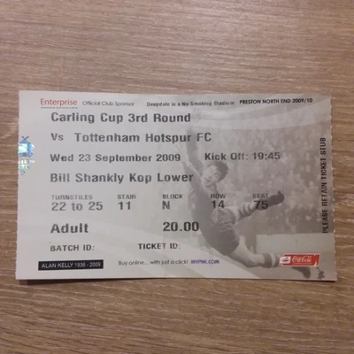 £2.99 • Buy Ticket 2009/10 Preston North End PNE V  V Tottenham Spurs (Carling Cup)