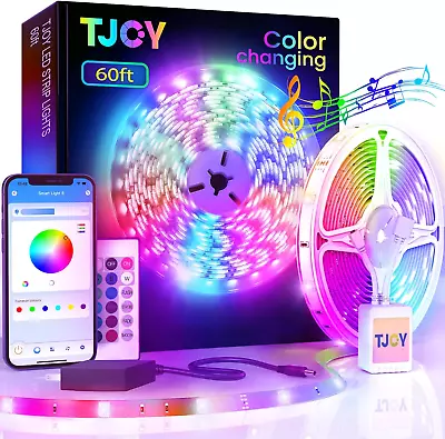 TJOY 60Ft Bluetooth LED Strip Lights Music Sync LED Lights StripRgb Color Chan • $13.26