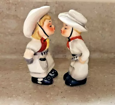 Vintage NAPCO Kissing Cowboy & Cowgirl Salt & Pepper Shakers 1956. • $49.99