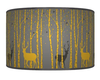 Trees Stag Deer Mustard Yellow Grey Pendant Lamp Shade Handmade Lampshade Dz632 • £29.99