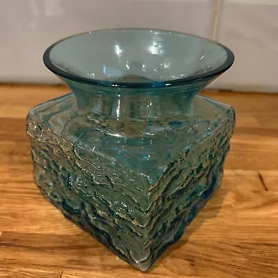 Dartington Glass Kingfisher Blue Square Polar Flared Vase  FT101Thrower • £13