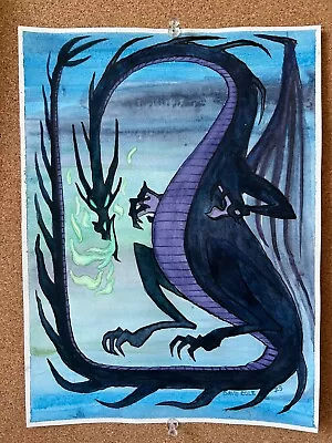 Disney Maleficent Dragon Original Fan Art - 8.5 X 11  Illustration Painting • $50