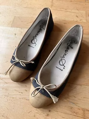 Bailarina Ballerina Shoe With Bow Uk 6 EUR 39 Leather Sole Used Denim Blue • £2