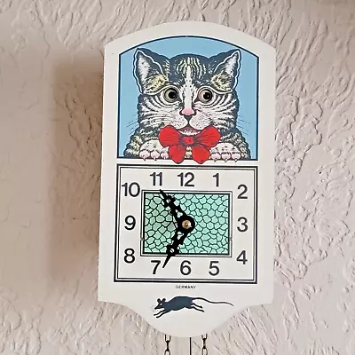 Vintage Moving Eyes Cat Novelty Wall Clock Made In Germany • $20