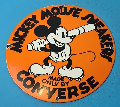 $105.37 • Buy Vintage Converse Sneakers Porcelain Mickey Mouse Baseball Service Sales Sign