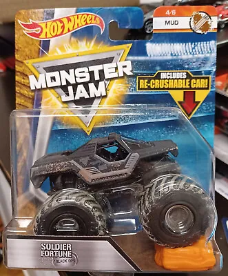 Hot Wheels Monster Jam  Re-crushable Car Soldier Fortune Black Ops Mud 4/6 • $17.99